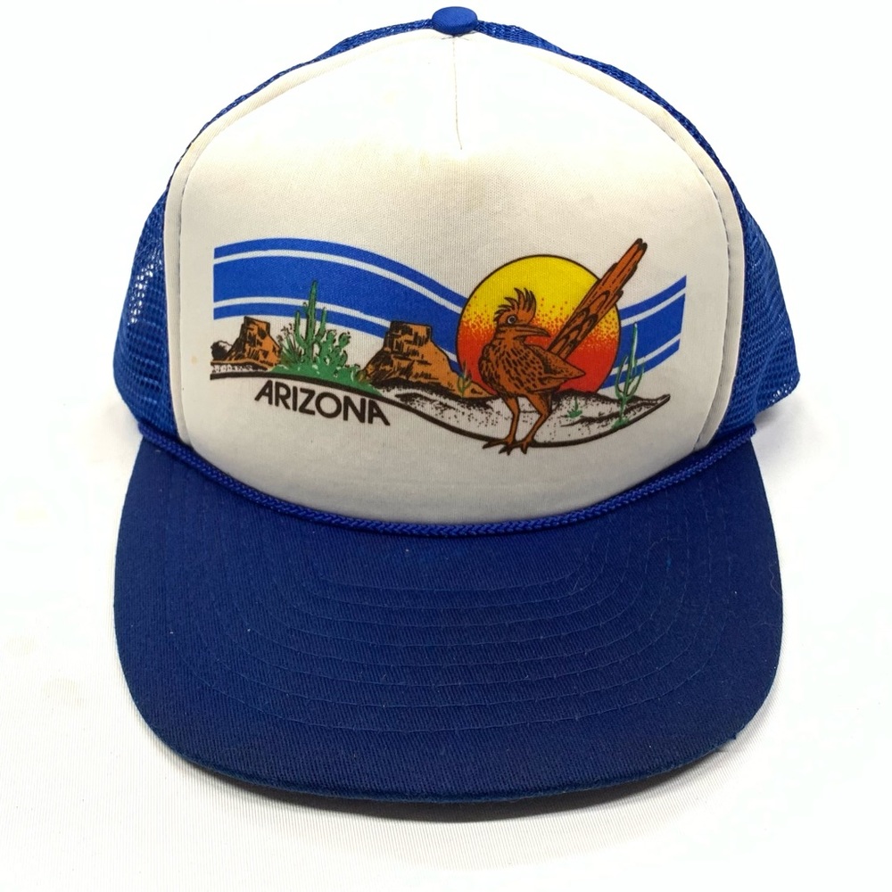 Vintage 90s Arizona Mesh Snapback Trucker Hat Foam Front Sunrise Cactus Desert
